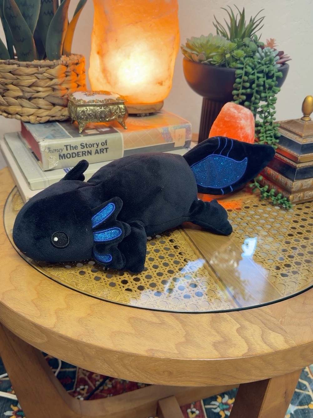 Fiesta Snugglies Black Axolotl Plush 10.5” Blue Glitter Stuffed Animal A08166